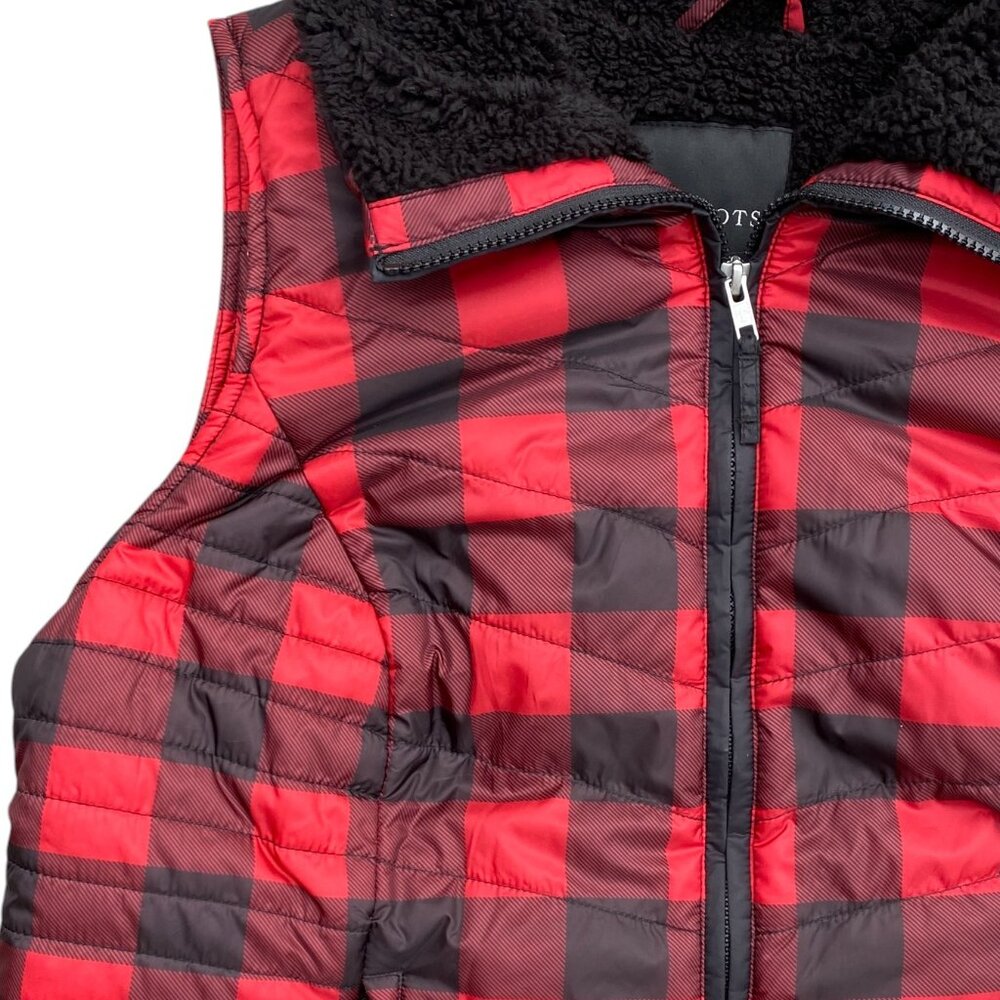 Talbots Quilted Sherpa Lined Buffalo Plaid Vest Country Cabin Outdoor HIking-X - Picture 6 of 16